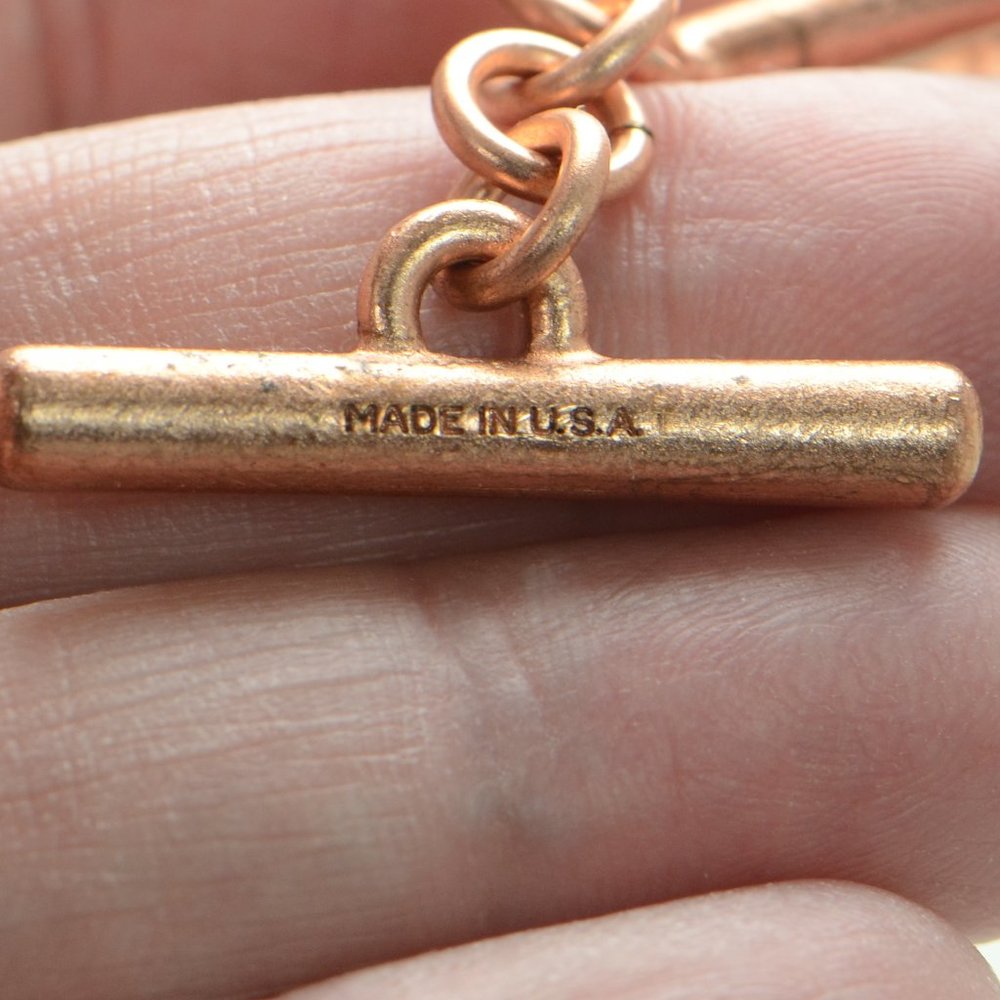 Oscar De La Renta Copper Finish Vintage Style Coin Toggle Bracelet - Picture 4 of 9